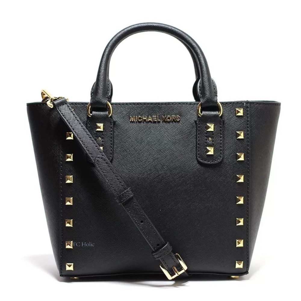 NWT Michael Kors Sandrine Satchel Black Gold